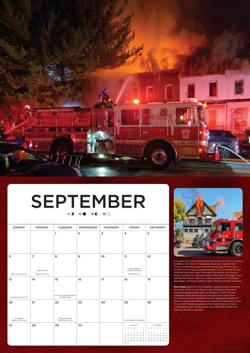 Fire Trucks in Action 2026 Large Wall Calendar