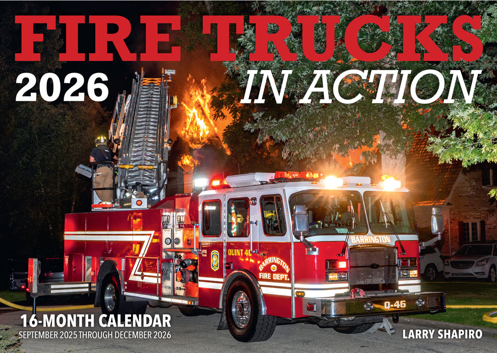Fire Trucks in Action 2026 Large Wall Calendar