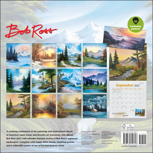 Bob Ross 2027 Square Wall Calendar