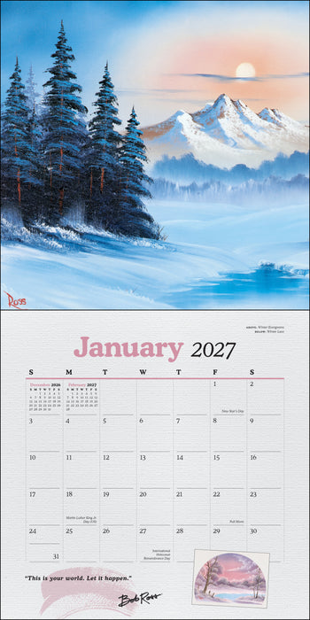 Bob Ross 2027 Square Wall Calendar