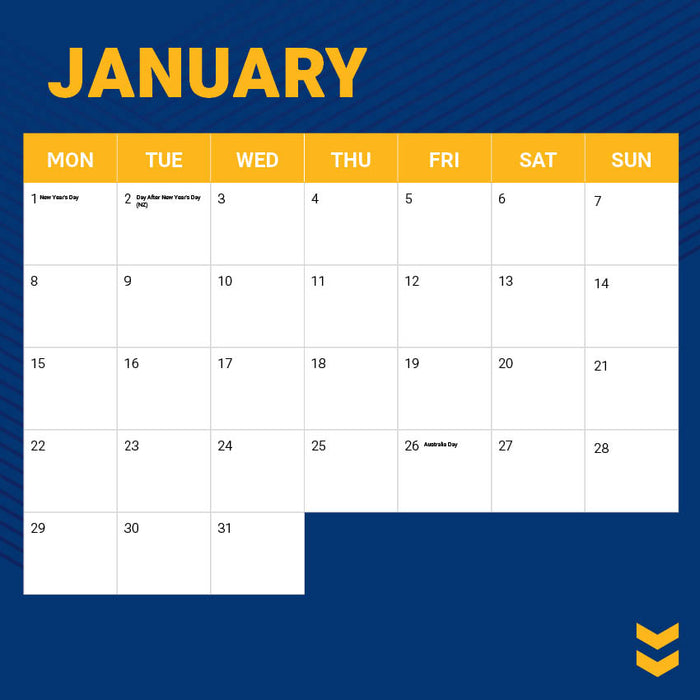 2024 NRL Parramatta Eels Wall Calendar