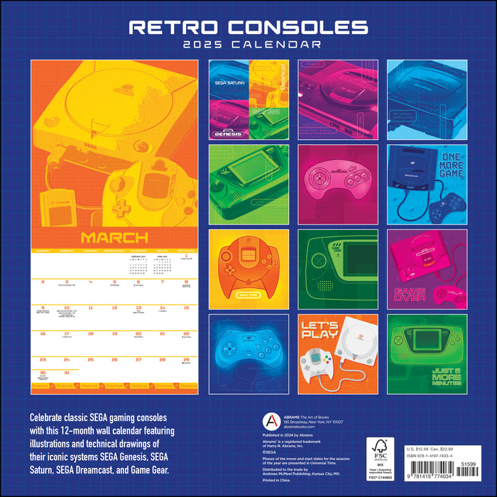 2025 Retro Consoles Wall Calendar