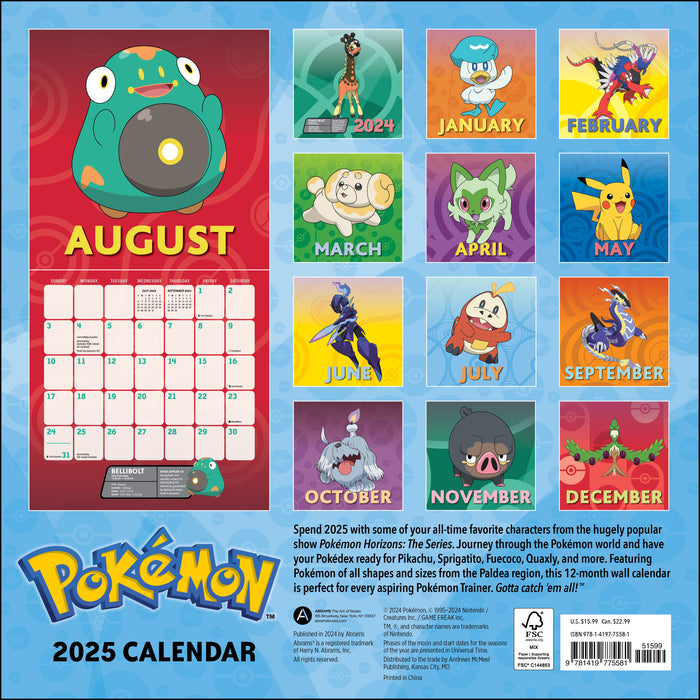 2025 Pokémon Wall Calendar