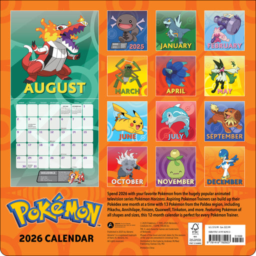 Pokemon 2026 Square Wall Calendar