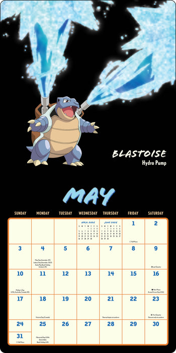 Pokemon Moves 2026 Square Wall Calendar