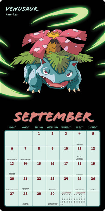 Pokemon Moves 2026 Square Wall Calendar