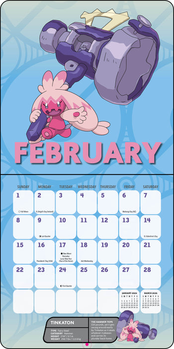 Pokemon 2026 Mini Wall Calendar