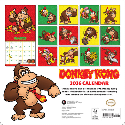 Donkey Kong 2026 Square Wall Calendar