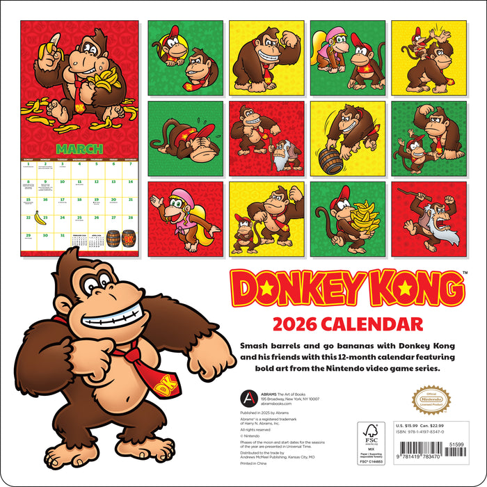 Donkey Kong 2026 Square Wall Calendar