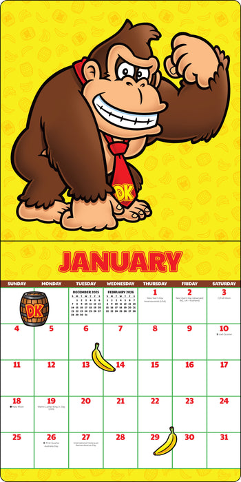 Donkey Kong 2026 Square Wall Calendar