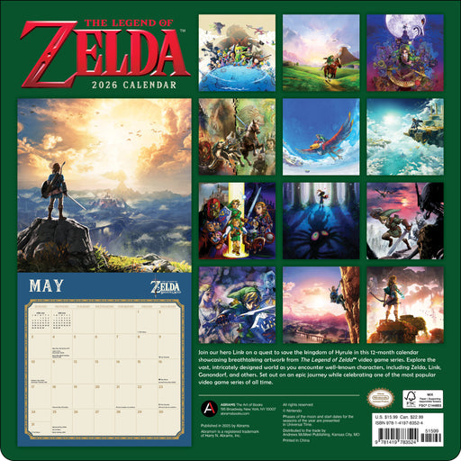 Legend of Zelda 2026 Square Wall Calendar