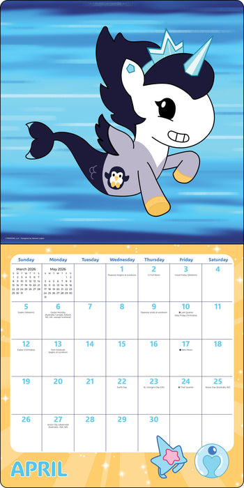 Mermicorno Starfall with Stickers 2026 Square Wall Calendar