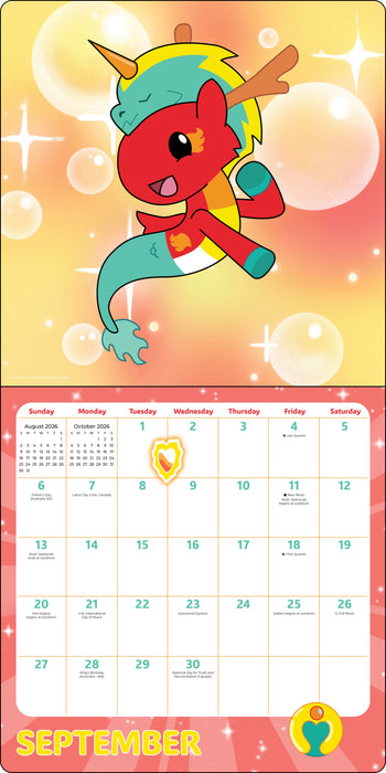 Mermicorno Starfall with Stickers 2026 Square Wall Calendar