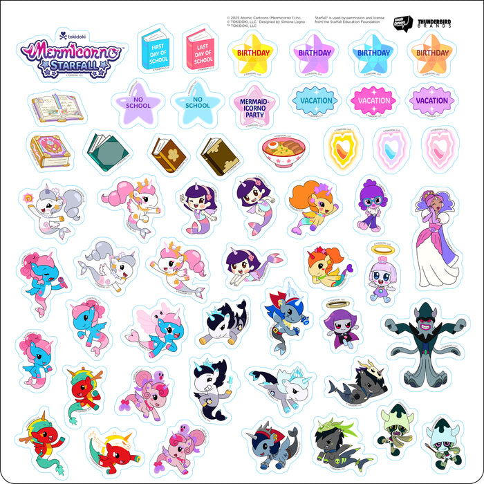 Mermicorno Starfall with Stickers 2026 Square Wall Calendar