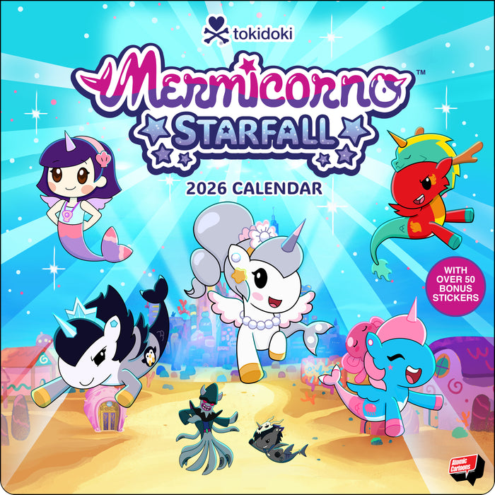 Mermicorno Starfall with Stickers 2026 Square Wall Calendar