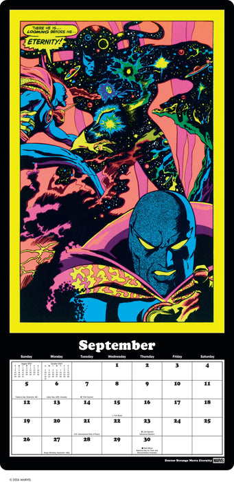 Marvel Classic Black Light Poster 2027 Large Wall Calendar
