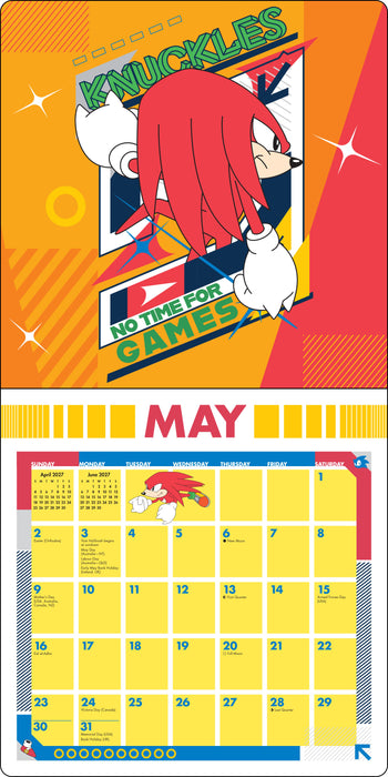 Sonic the Hedgehog with Bonus Stickers 2027 Square Wall Calendar