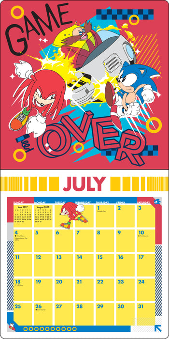 Sonic the Hedgehog with Bonus Stickers 2027 Square Wall Calendar