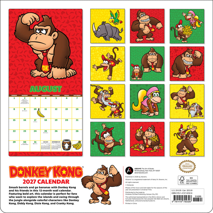 Donkey Kong 2027 Square Wall Calendar