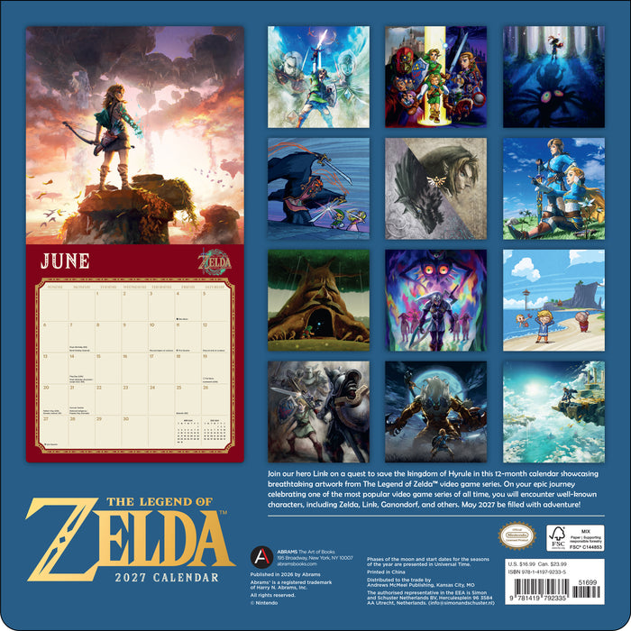 Legend of Zelda 2027 Square Wall Calendar