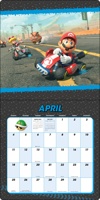 Mario Kart World with Bonus Sticker 2027 Square Wall Calendar