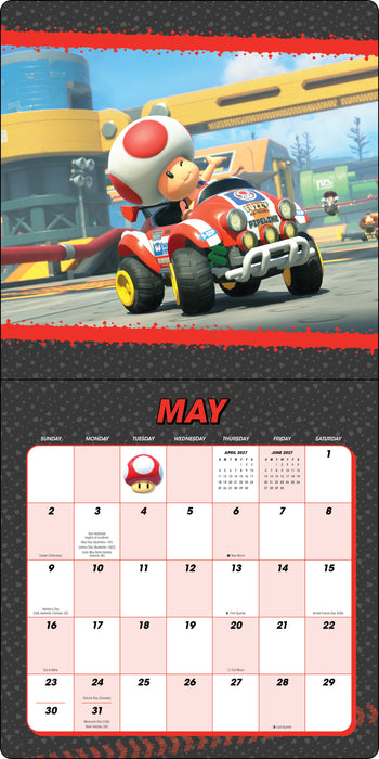 Mario Kart World with Bonus Sticker 2027 Square Wall Calendar