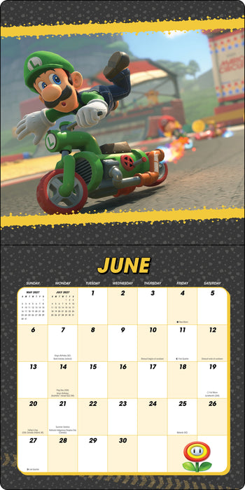 Mario Kart World with Bonus Sticker 2027 Square Wall Calendar