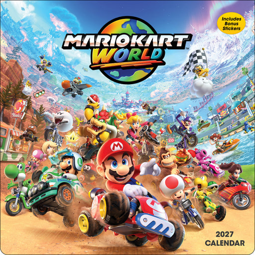 Mario Kart World with Bonus Sticker 2027 Square Wall Calendar