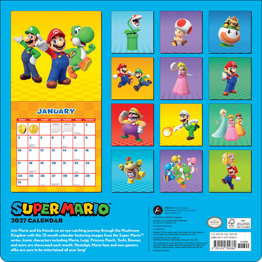 Super Mario 2027 Square Wall Calendar
