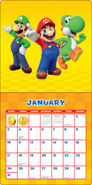 Super Mario 2027 Square Wall Calendar