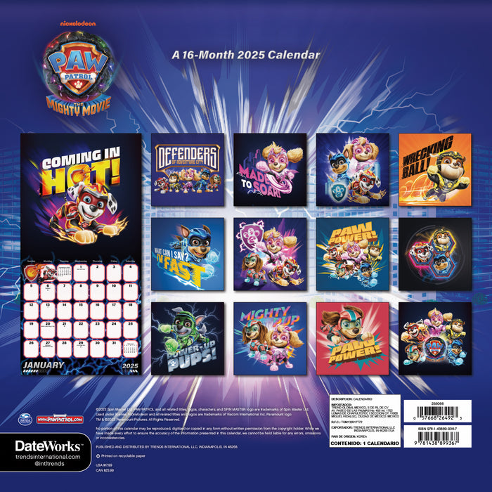 2025 Paw Patrol: The Mighty Movie Wall Calendar by  Trends International from Calendar Club