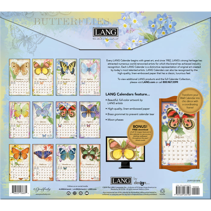 2025 Butterflies Large Wall Calendar