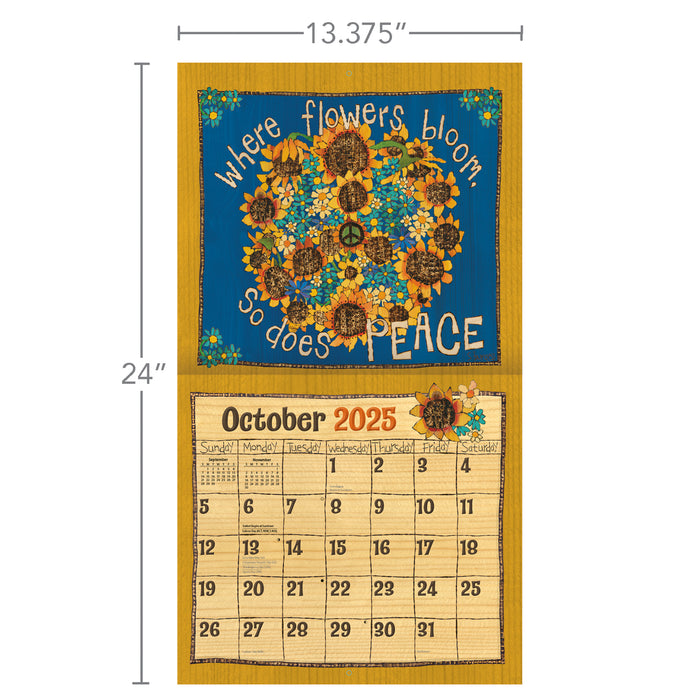 2025 Painted Peace Large Wall Calendar by  LANG from Calendar Club