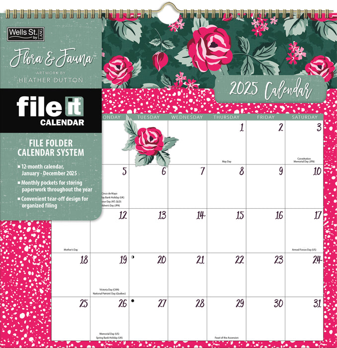 2025 Flora & Fauna Wall Calendar by  Wells St By Lang from Calendar Club