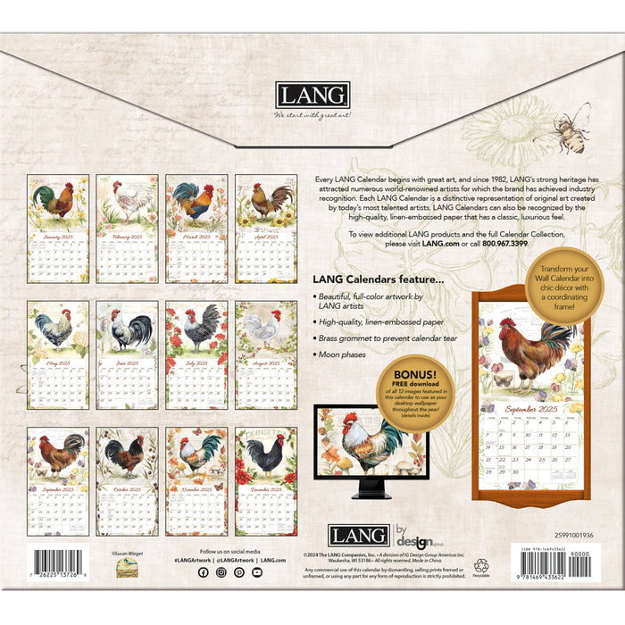 2025 Proud Rooster Large Wall Calendar