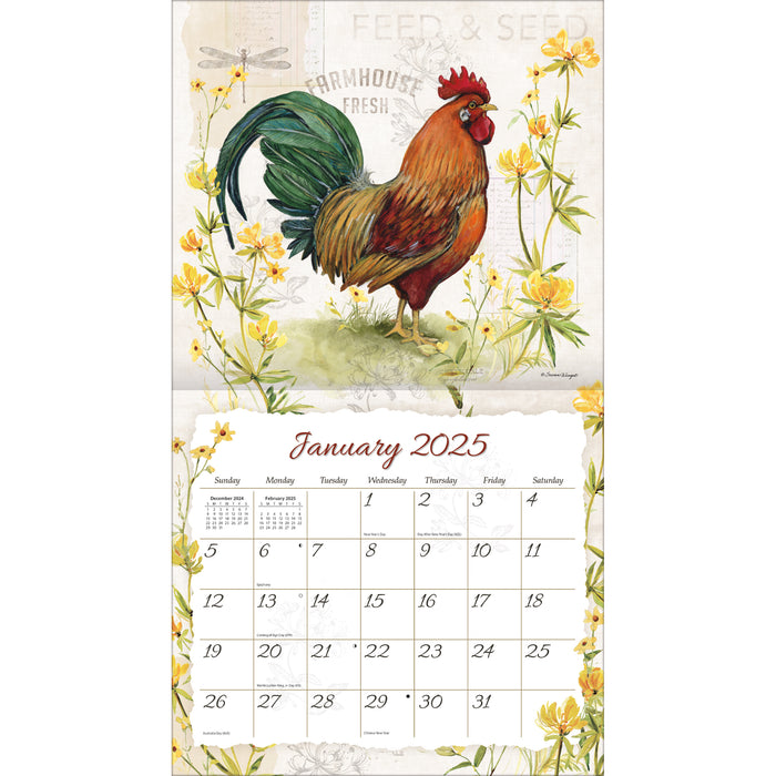 2025 Proud Rooster Large Wall Calendar