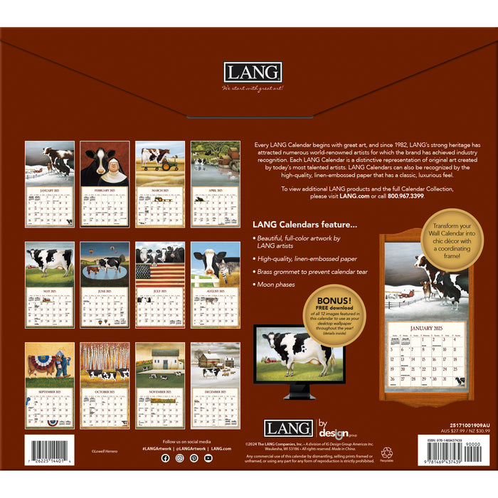 2025 Cows Cows Cows Large Wall Calendar