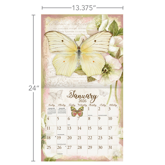 Butterflies 2026 Large Wall Calendar