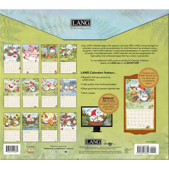 Gnome Sweet Gnome 2026 Large Wall Calendar