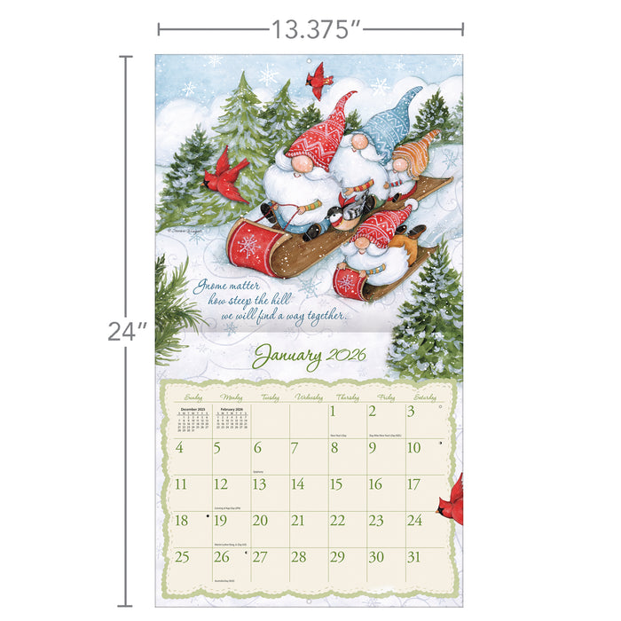 Gnome Sweet Gnome 2026 Large Wall Calendar