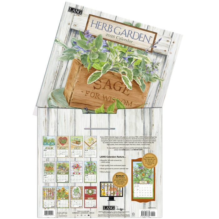 Herb Garden 2026 Large Wall Calendar