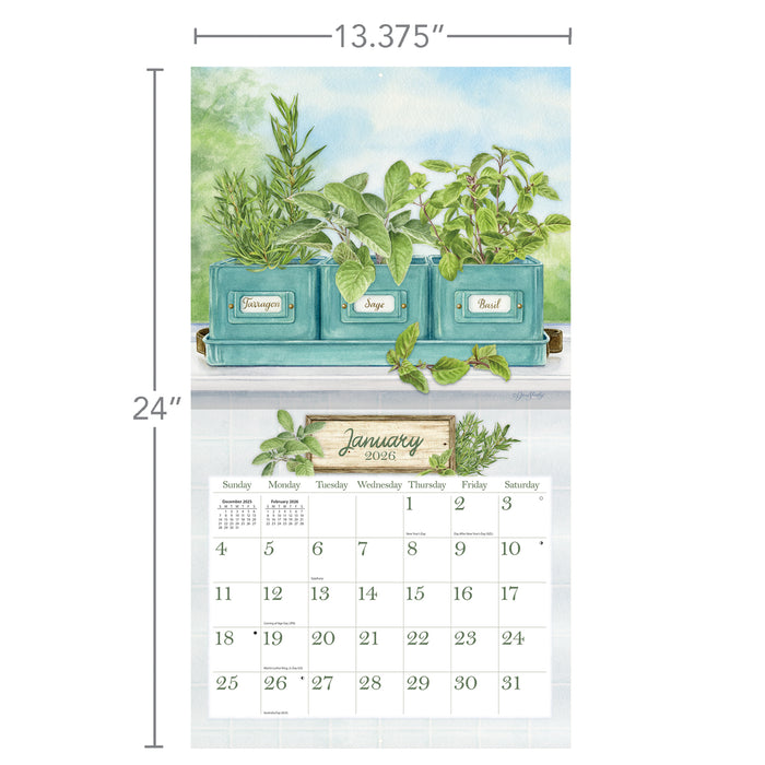 Herb Garden 2026 Large Wall Calendar