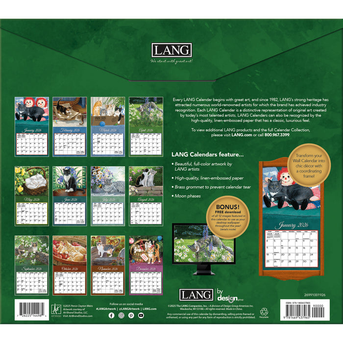 Love Of Cats 2026 Large Wall Calendar