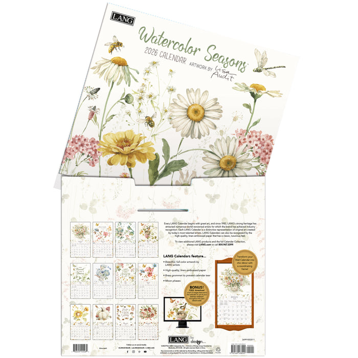 Watercolor Seasons 2026 Large Wall Calendar