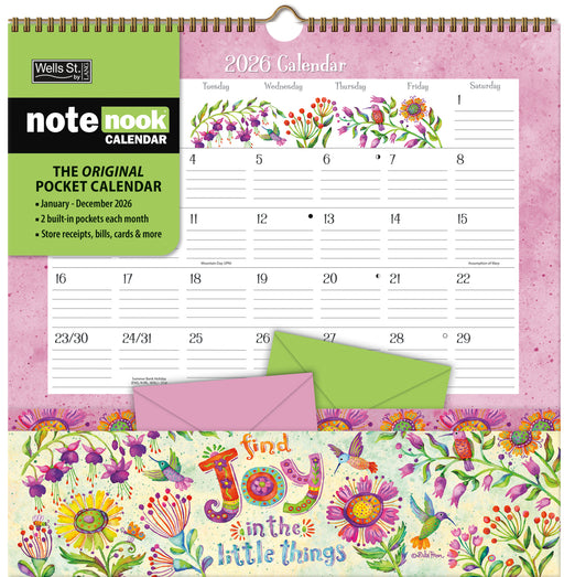 Simple Inspirations Note Nook 2026 Square Wall Calendar with Pocket