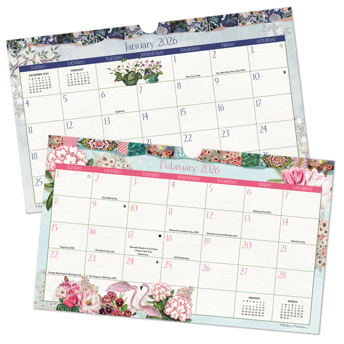 Botanical Gardens Memomate Spiral 2026 Square Wall Calendar