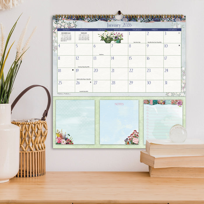Botanical Gardens Memomate Spiral 2026 Square Wall Calendar