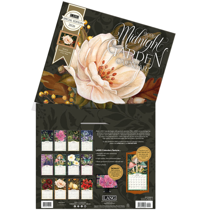 Midnight Garden with Bonus Print 2026 Large Wall Calendar