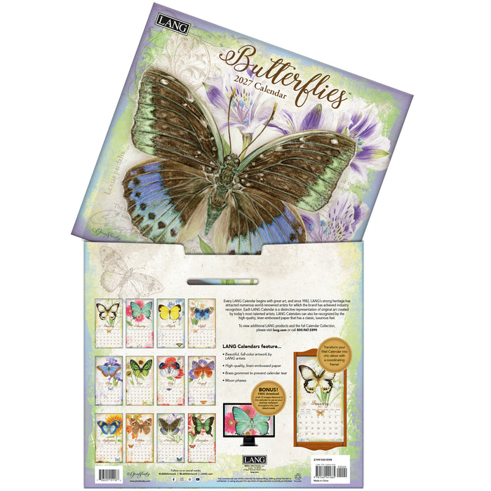 Butterflies 2027 Large Wall Calendar