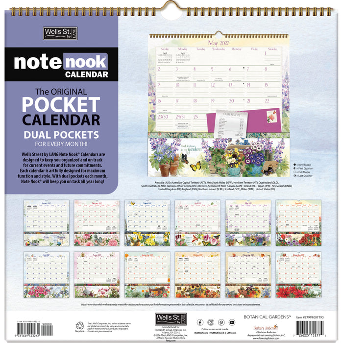 Note Nook Botanical Gardens  2027 Square Wall Calendar